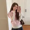 Chaleco de terciopelo de visón sintético para mujer, prenda exterior para otoño e invierno, suéter de punto suave y pegajoso, chaleco de cuello alto, top holgado para superponer