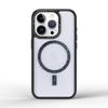 Funda para teléfono móvil con anillo magnético de polvo brillante que gotea pegamento para iPhone16Pro, textura de hilo de lijar con marco metálico, cubierta protectora