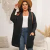 Cárdigan de mujer de talla grande europea y americana con borde cruzado, camisa tejida para mujer, manga de murciélago, doble bolsillo grande, suéter informal, abrigo 633