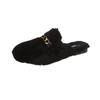 Pantuflas Baotou Mao Mao para mujer, forradas de felpa, cálidas, famosas en internet, nuevas de moda invierno 2024, versátiles, de felpa y algodón