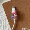 Protector de cable de datos acrílico 2D, previene la rotura, presenta diseños de animales de dibujos animados, cable de datos para teléfono Tipo-C, para ventas transfronterizas