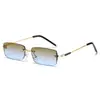 Gafas de Sol de Moda Sin Marco Transfronterizas Nuevas 2025 Gafas de Sol Personalizadas Casuales de Marco Pequeño Borde Cuadrado Pintura de Puntos para Hombres y Mujeres