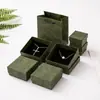 Caixa de Joias Verde Militar Gucci Caixa de Embalagem Brincos Simples Pulseira Colar Anel Brincos Caixa de Embalagem de Papel para Joias