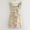 Elegante delantal de lona estilo pastoral, adecuado para catering, trabajo, uso en la cocina y cocina casera; diseñado para mujeres, es resistente a las manchas y transpirable