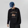 Nueva Camiseta de Manga Larga para Hombre de Marca Moderna de Seda de Leche Otoño Creativa Versátil para el Trabajo Holgada con Estampado Pulóver Hombre