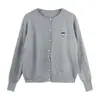 Suéter de punto de color albaricoque para mujer, nuevo estilo de principios de otoño, talla petite, prenda exterior ligera, suéter bordado, cárdigan de manga larga