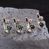 Vintage Elegante Zircão Verde Cruz Coroa Brincos Feminino Nicho Frio Estilo Leve Luxo Brinco Fivela de Orelha Brinco Stud