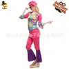 Cosplay de Menina Grande Fantasia Hippie Festa de Carnaval Adulta Feminina Cor Hippie Roupas para Performance de Palco