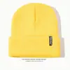 Comércio Exterior Chapéu de Tricô Infantil para Outono e Inverno com Heattech e à Prova de Frio para Meninos e Meninas, Chapéu de Lã Estilo Japonês Versátil com Etiqueta de Letra Pele de Melão