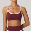 Sutiã Esportivo Color Block de Secagem Rápida com Alça Fina Reunião à Prova de Choque com Bojo Sutiã de Yoga para Corrida ao Ar Livre Fitness Anti-Queda