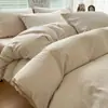 Juego de ropa de cama minimalista estilo Clase A de cuatro piezas, 100% algodón, sábana de cama de nuevo estilo, funda de edredón, protector de colchón, juego de tres piezas para dormitorio de estudiante 4