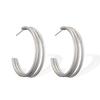 Aogu Pendientes de Acero Inoxidable Chapados en Oro de 18K con Forma de C, Modernos y Simples, de Venta Caliente Transfronteriza para Mujer, Pendientes Versátiles de Nicho Personalizados