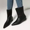 Botas de Cuero para Mujer Talla 34-43 Otoño e Invierno con Punta Fina, Suela de Goma, Suela Suave Antideslizante, Tacón Bajo, Botas de Caña Alta para Mujer, Botas de Moda Transfronterizas