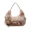 Yue Zi 2026 Outono/Inverno Nova Moda Cinto de Pelúcia Pequena Bolsa Bolsa de Ombro Bolsa de Mão Bolsa Peluda Crossbody Bolsa Feminina