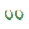 Aretes de Acero Inoxidable con Forma de C y Flor de Cristal, Aretes con Perlas, Aretes para Mujer Europeos y Americanos, Venta al por Mayor Transfronteriza
