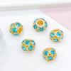 Acessórios de Joias DIY Bola de Flor de Strass 8/10/12mm Contas Espaçadoras de Strass Furo Grande Incrustadas com Diamantes Anel Soldado com Broca Bola de Diamante