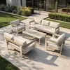 Juego de Sofá y Mesa de Café para Exteriores Transfronterizo, Sofá y Sillas de Aleación de Aluminio para Jardín, Fabricante de Mesas y Sillas de Ocio para Bienes Raíces