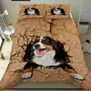 Ropa de cama Amazon transfronteriza de tres piezas impresión digital 3D animal gato perro sábana funda de edredón venta al por mayor de fábrica