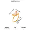 Nuevo anillo abierto de mariposa con goteo de aceite transfronterizo, moderno y versátil anillo de flor de acero inoxidable chapado en oro de 18 quilates para mujer
