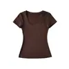 Estilo Garota Popular Camiseta Simples de Manga Curta com Gola U Verão Novo Estilo Básico Slim Fit Cor Sólida Blusa Básica para Mulheres