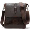 Mais Vendido na Amazon Couro Bovino de Camada Superior Padrão Crocodilo Flip Cover Bolsa de Ombro para Homens Bolsa Transversal Bolsa de Couro de Luxo Leve para Homens