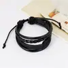 Pulseira de Pulso Masculina para Surf em Couro Trançado de Quatro Camadas, Pulseira Trançada de Couro Bovino, Pulseira de Puxar, Pulseira Simples