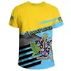 Camiseta Bandera de Santa Lucía para Hombre Estampado Digital 3D Insignia Deportiva Cuello Redondo Manga Corta Casual 2024 Transfronterizo