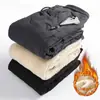 Calças Casuais de Algodão Grossas com Pelúcia Quente Anti-Frio para Homens e Mulheres, Calças Longas Esportivas à Prova de Vento para Uso ao Ar Livre com Bolso com Zíper