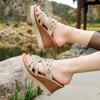 Sandalias de cuña de tacón alto con pedrería de estilo nuevo de verano para mujer, chanclas con plataforma de suela gruesa, tacón de cuña, talla grande, sandalias al por mayor