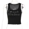 Ropa de mujer estilo europeo y americano moda primavera y verano ocio letra de diamantes sintéticos cuello en U sexy sin mangas chaleco corto mujer venta al por mayor