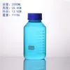Frasco de Reagente GL80 Borossilicato Azul 1000mL Boca Larga Vidro com Escala Frasco para Experimento Químico Frasco de Amostragem
