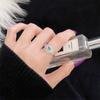 Anillo abierto de circonita aguamarina de color aguamarina, nuevo nicho transfronterizo, de lujo, ligero y de alta gama, joyería sencilla y combinable para mujer.