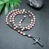 Amazonas Piedra Natural Colgante de Cruz Collar Piedra Ojo de Tigre Cruz Vesícula Biliar de Hierro Rosario para Hombres Collar Venta al por Mayor