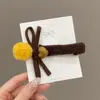 Pinza para el Cabello de Felpa Marrón Estilo Coreano con Perlas, Pinza Lateral de Gama Alta, Pinza BB para Melanina, Horquilla para Mechones Sueltos de la Frente