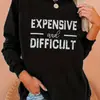 [Código Europeu Transfronteiriço] Moletom com Estampa de Letras Casual Manga Longa Gola Redonda