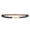 Cinturón fino brillante de cuero genuino de moda para vestidos, cinturón de mujer estilo coreano, cinturón versátil de verano sin poros ajustable