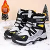 Crampones de Hielo para Niños Botas de Nieve Niños Invierno Acolchado de Terciopelo Grueso Zapatos de Algodón Impermeables Antideslizantes Niñas Cálidos del Noreste Botas Grandes de Algodón