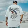 Moda Tiburón High Street Oversized Manga Corta Hombre Corte Holgado Talla Grande Marca de Moda Camiseta de Media Manga 8XL
