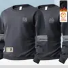 Sudadera de otoño e invierno para hombre, corte holgado, forro polar, engrosada, sin capucha, cuello redondo, manga larga, talla grande, moderna y versátil