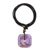 2328-Ágata de Cristal Natural 30mm Cuadrado Trenzado Cuadrado Hebilla de Seguridad Collar Punto Turístico Venta Caliente Producto Nuevo Transfronterizo