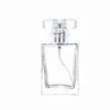 Frasco de perfume quadrado plano de vidro de 30ML com bico spray, frasco vazio para maquiagem, frasco de perfume recarregável portátil para viagem