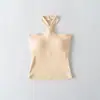 Top de tirantes sexy sin mangas con almohadillas en el pecho para mujer, diseño de verano, top de tubo ajustado sin hombros