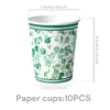 Prato de Papel com Renda Tema Folha de Eucalipto Decorações de Festa Toalha de Mesa Descartável Bandeirola Decoração Suspensa