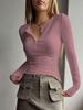 Transfronterizo 2023 Primavera y Otoño Edición Coreana Color Sólido Estilo Spice Girl Ajustado Cómodo Versátil Agradable a la Piel Alta Elasticidad Manga Larga Multicolor Top