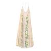 Atacado transfronteiriço feminino europeu e americano verão 2025 novo vestido de alça sexy com costas nuas estampadas em flores e retalhos