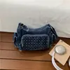 Estilo Retro Nuevo Versión Coreana Transfronteriza Remache Personalidad Casual Moda Bolso de Hombro Único Moda Vaquera para Mujer Bolso Cruzado Simple