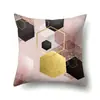Funda de almohada de poliéster marmoleado estilo ins nórdico estampado geométrico terciopelo piel de melocotón funda de almohada para sofá de sala de estar QTH03