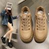 Zapatos de tabla con forro polar para mujer, estilo coreano, con cordones, suela suave, para invierno 2024, nuevos zapatos deportivos de suela gruesa de algodón, informales, de talla grande