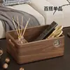 Cesta de Armazenamento de Mesa Chinesa de Madeira Maciça Cesta de Armazenamento para Mesa de Centro de Sala de Estar Lanches Chaves Artigos Diversos Cosméticos Caixa de Armazenamento para Tesouras