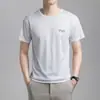 Camiseta Masculina de Verão com Sensação de Gelo, Manga Curta, Gola Redonda, Malha, Respirável, Esportiva, Fitness, Moda Casual, Cor Sólida, Manga Meia